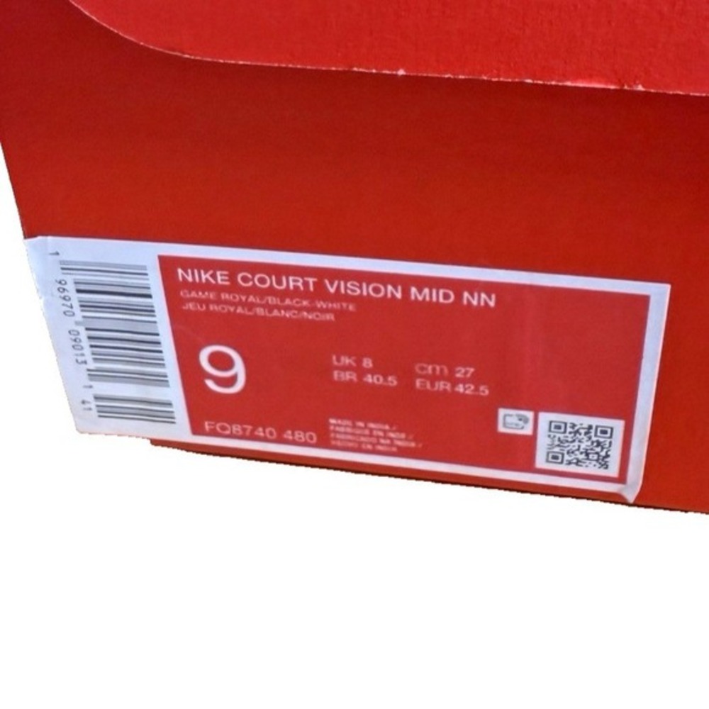 NEW Nike Court Vision Mid NN Mens 9 Sneakers Game Royal Black White‎ FQ8740-480 - Picture 2 of 14